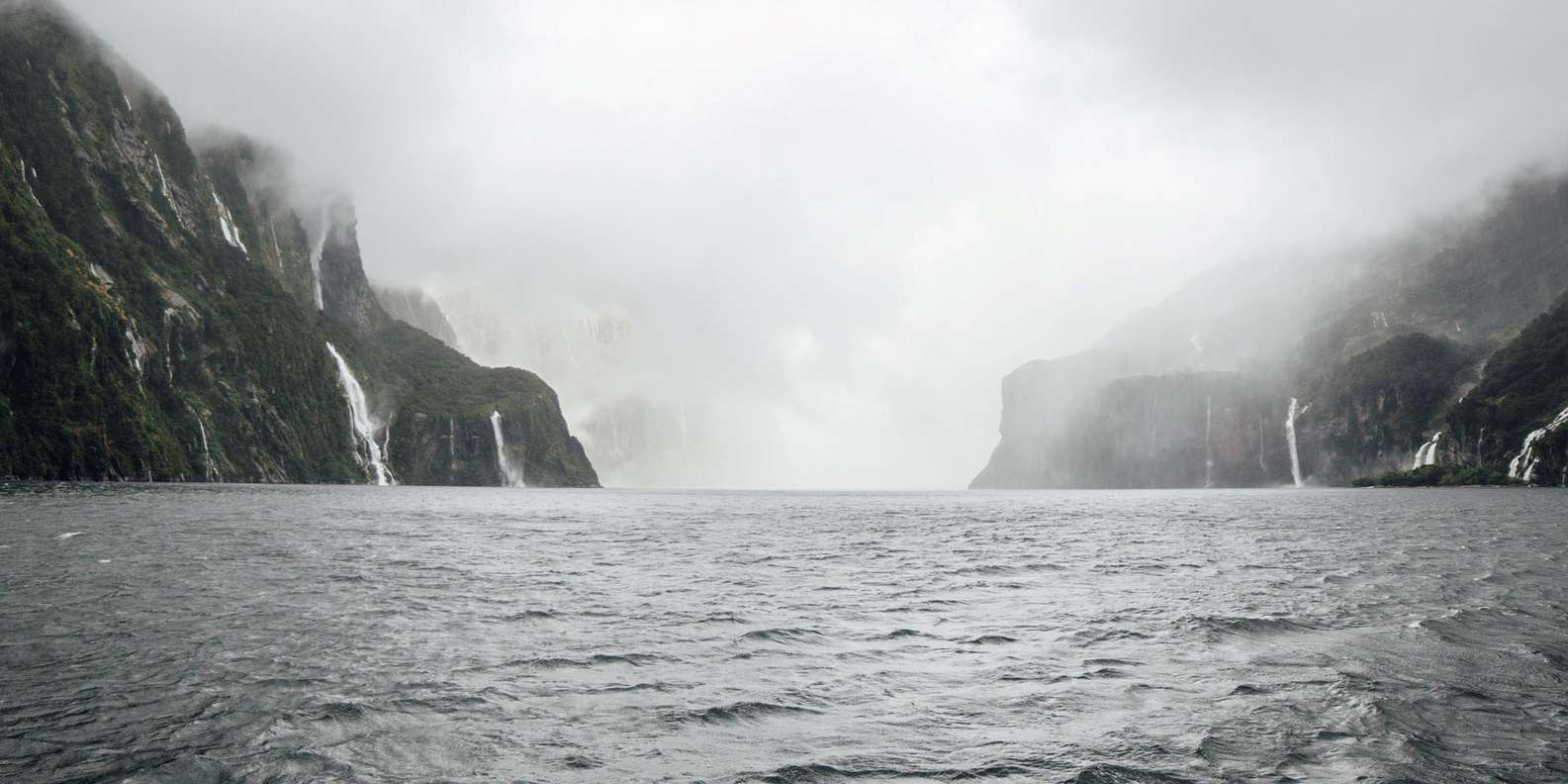 Cruise boat on Milford Sound in New Zealand