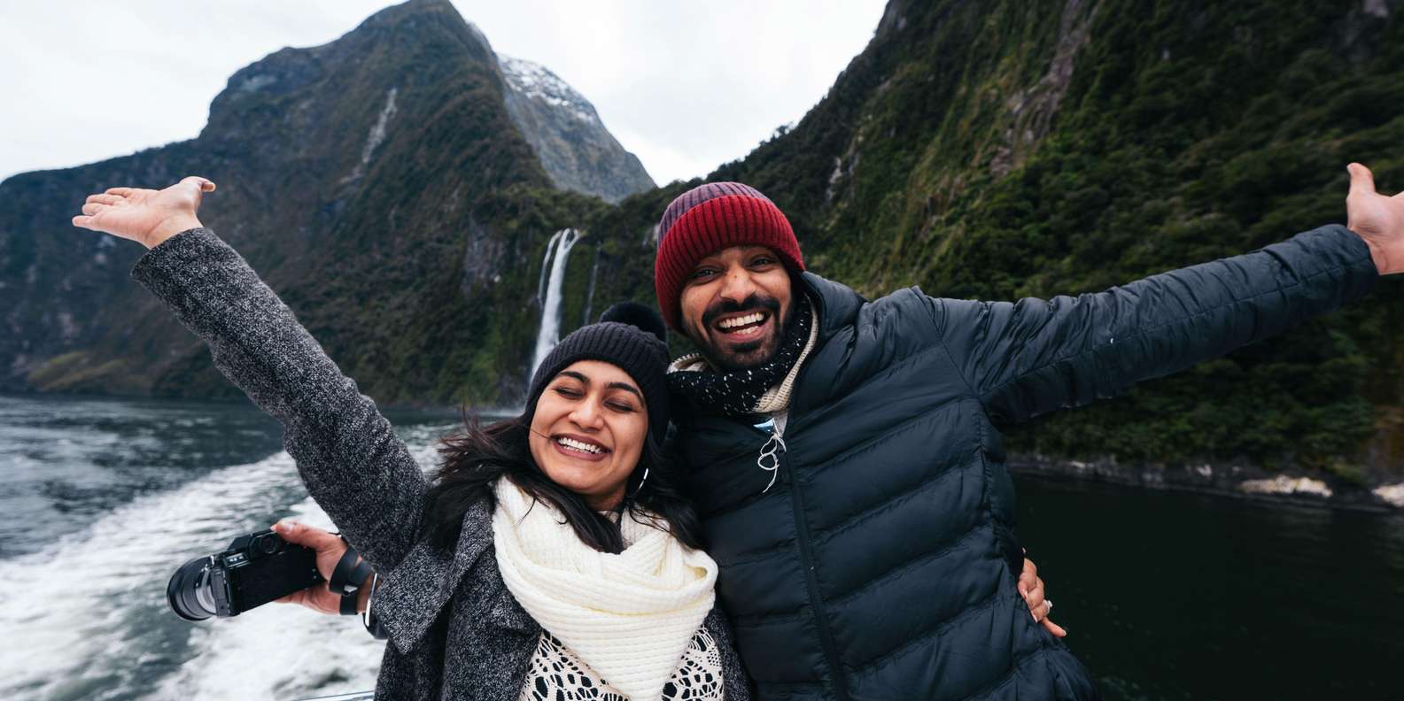 Outdoor viewing deck of Milford Sound cruise boat