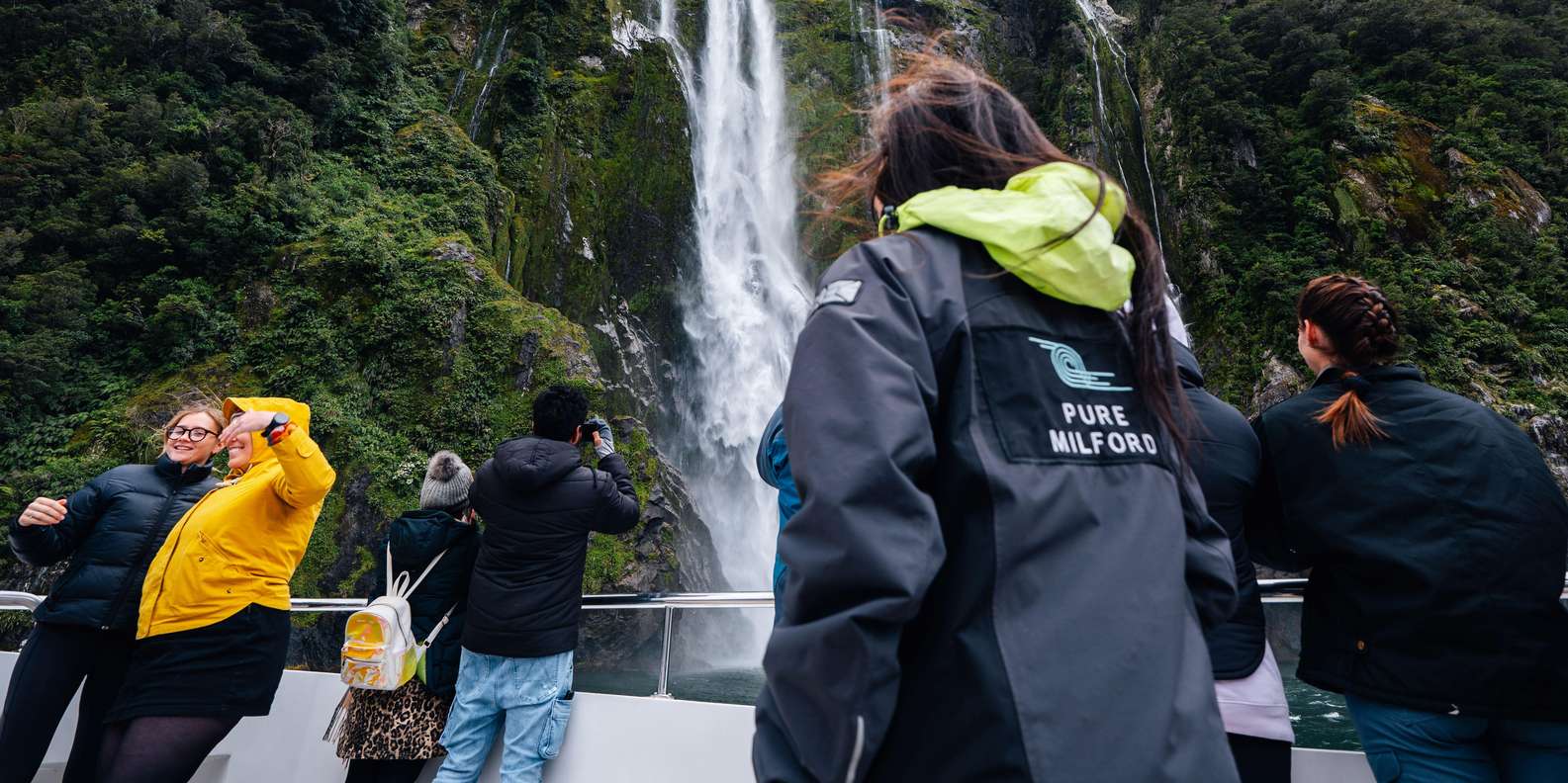 Stirling Falls cascade into Milford Sound — boat cruise experience